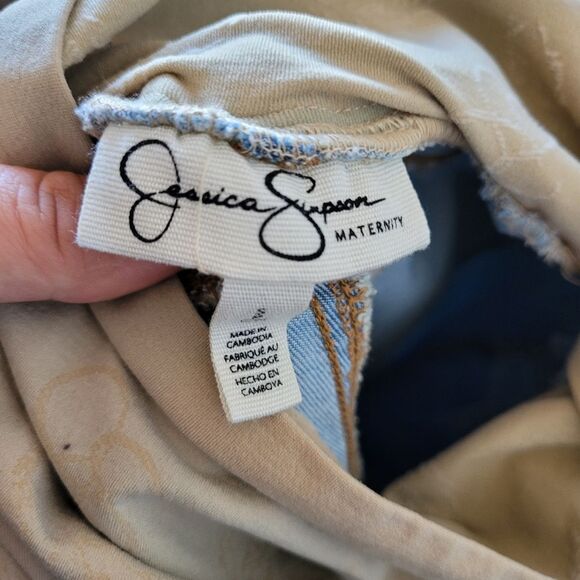 Jessica Simpson Maternity Jeans Distressed Frayed Light Wash Full Panel Small - Picture 7 of 7
